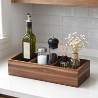 Panier de rangement pour réservoir de toilettes en bois d'acacia, boîte de rangement en bois naturel écologique avec 3 compartiments, organisateur de salle de bain multifonctionnel