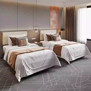 3 Star Hotel Bedroom Furniture <b>Sets</b> Wooden Twin <b>Single</b> <b>Bed</b> Frame With Headboard Nightstands TV Console & Wardrobe For Sale - Product Image 6