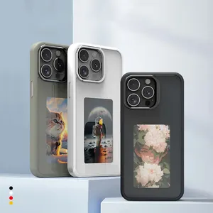 TikTok heißes individuelles hautfreundliches Smart Cover vierfarbiges E-Tinte-Display intelligenter DIY-Bildschirm Telefonhülle für iPhone 13 14 15 pro max