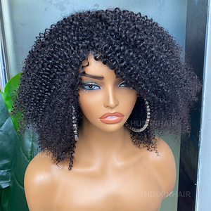 วิกผมมนุษย์แท้แบบดิบจากมาเลเซีย ราคาขายส่ง วิกผมหยิกฟูแบบธรรมชาติ มีหน้าม้า วิกผมมนุษย์แท้ 100% - Product Image 6