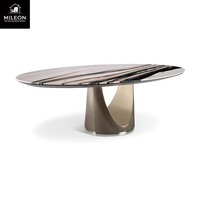 Table à manger ronde moderne de luxe en marbre naturel noir sur mesure pour 6, 8 et 10 personnes