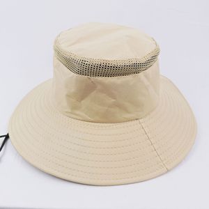 Bucket Hat Breathable Sun Protection Outdoor Fishing Hat Adult Khaki Polyester Fabric Wide Brim <b>Lightweight</b> Casual Wear - Product Image 1