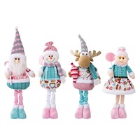 Christmas Santa Claus Mrs Claus Standing Plush Dolls Long Legged Figurines Candy Cane Lollipop Xmas Home Holiday Table Decor