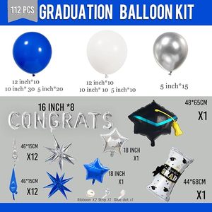 Guirnalda de Globos Azul Rey para Graduación 2026 con Gorros de Papel Metálico, Diplomas, Letras de Felicitación y Estrellas para Fiesta de Graduación 2026 - Product Image 2