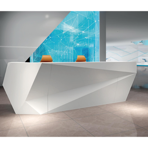 High-End beyaz ofis mobilyaları kavisli resepsiyon masası Modern İş kulübü özelleştirilmiş resepsiyon masası - Product Image 1
