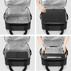 Sac de transport pour barbecue d'intérieur avec coussin inférieur, compatible avec les grils sans fumée, sac pour barbecue électrique double couche avec section pour plaques - Product Image 3