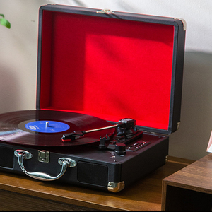 Gramophone rétro stéréo avec haut-parleur pour disques vinyles, style européen, tourne-disque Hi-Fi, son de qualité, cadre en bois, design vintage - Product Image 2