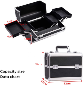 Estuche de <span class=keywords><strong>maquillaje</strong></span> profesional Caja de tocador cosmética de aluminio Estuche organizador de belleza Estuche de Tren 4 Bandeja Cerradura con cerradura Maleta de <span class=keywords><strong>maquillaje</strong></span> - Product Image 5