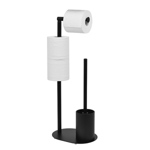 HANGSHAU - <span class=keywords><strong>Portarrollos</strong></span> <span class=keywords><strong>de</strong></span> Baño Moderno <span class=keywords><strong>de</strong></span> Hierro, Soporte <span class=keywords><strong>de</strong></span> Escobilla y Papel Higiénico Independiente <span class=keywords><strong>de</strong></span> Metal Negro - Product Image 1