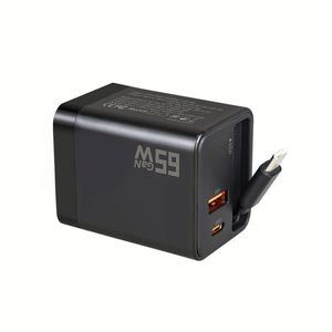 หัวชาร์จ GaN 65W แบบหลายพอร์ต 3 in 1 หดได้ ชาร์จเร็วพิเศษ PD สำหรับ iPhone พร้อมปลั๊กเสียบผนังแบบ US - Product Image 4