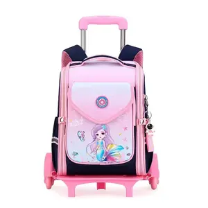 Professionele Kwaliteit Cartoon Trolley School Rugzak 6 Wielen Kids School Trolley Tas Rollende Schooltas