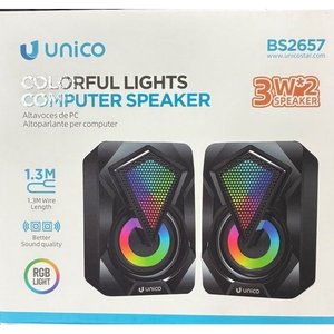 Unico Colorful Lights Computer Speaker 3Wx2 RGB Light <b>Gaming</b> Speakers - Product Image 2