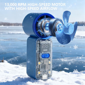 Ventilador de Mano de Alta Velocidad con Pantalla LED Digital y Luz, Potente, de Bolsillo, con Batería, para Auto y Uso en Exteriores, de Plástico - Product Image 4