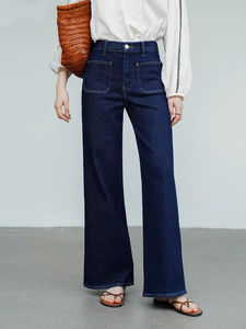 OEM OED da <span class=keywords><strong>donna</strong></span> a vita larga Baggy mamma Denim Vintage a gamba dritta con bottone da lavoro a gamba larga - Product Image 2