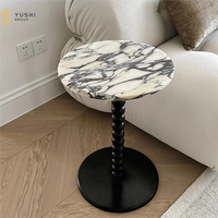 Table basse en bois massif avec marbre Calacatta Violet, design moderne et minimaliste, sur mesure, pour salon, hôtel, bar, par Yushi Group