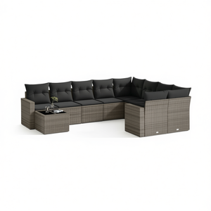 Set Divano da Giardino in Rattan Grigio 8 Posti, Arredamento da Esterno Contemporaneo Resistente alle Intemperie, Divano Sezionale da Patio - Product Image 1