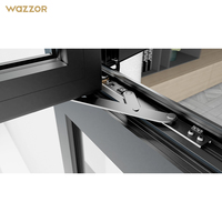 Fenêtre à battants en alliage d'aluminium Wazzor avec écran en verre trempé intégré, conception à rupture de pont thermique pour les fenêtres de chambre à coucher et de salon