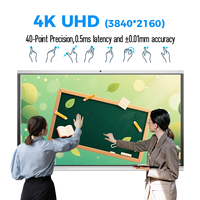 Tableau blanc interactif intelligent 4K UHD Android 15 de 65, 75, 86 pouces avec écran tactile et caméra IA 48MP pour l'éducation scolaire
