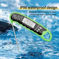 Termometer makanan cair IPX6, respon cepat Digital akurasi tinggi tampilan LCD tahan air logam daging termometer makanan untuk memasak BBQ Steak Grill
