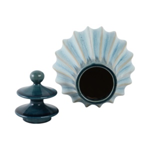 Vaso Decorativo in Ceramica con Coperchio, Blu Smaltato, Scultoreo, per Arredamento Casa, Contenitore per Soggiorno, Camera da Letto, Centrotavola - Product Image 6