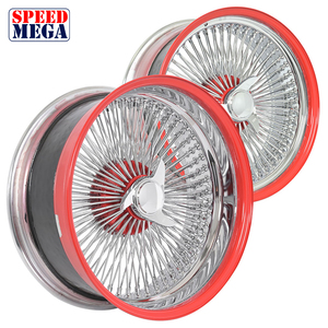 ล้อแม็กซ์ Speedmega 22x8 แบบ Reverse 150-Spoke Straight Lace สีโครเมียมแดง  ทำจากอะลูมิเนียมฟอร์จ  ขึ้นรูปด้วยเครื่อง CNC สำหรับรถเชฟวี่ - Product Image 3