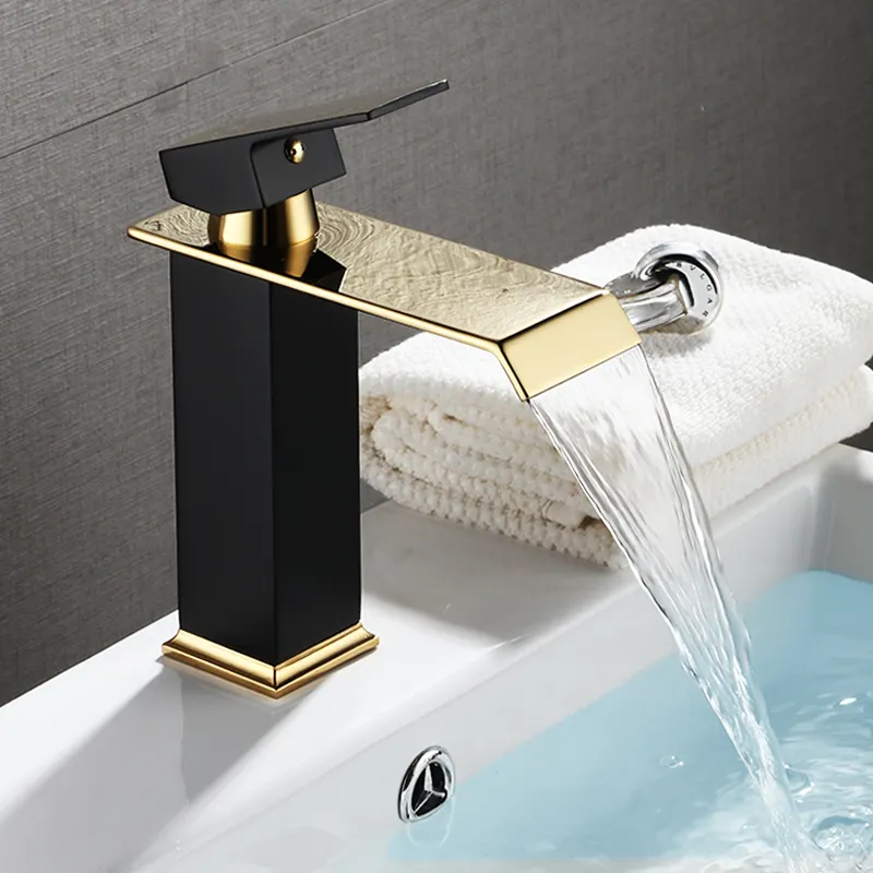 Robinets de lavabo de salle de bains, haute qualité, nouveau style, couleur or et noir