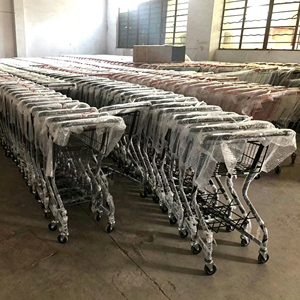 รถเข็นช็อปปิ้งสำหรับคลังสินค้า 340 ลิตร ซูเปอร์มาร์เก็ต แบบลวดตาข่าย รับน้ำหนักได้มาก ล้อหมุนเงียบ ใช้ในร้านค้าปลีก ชุดอุปกรณ์ครบครัน - Product Image 4