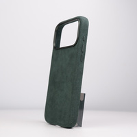 Étui de téléphone en cuir véritable Alcantara de luxe, tissu en daim vert, adapté aux iPhone 17 16 Pro Max