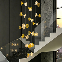 Lustre suspendu pour escalier, style moderne minimaliste, loft, villa, duplex, lustre rotatif en verre, long lustre pour escalier, éclairage intérieur