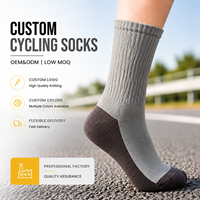Chaussettes de sport personnalisées en tissu éponge antibactérien, épaisses, à col ras du cou, faible MOQ, procédé Jacquard, logo OEM, pour le cyclisme, la course à pied et les activités de plein air