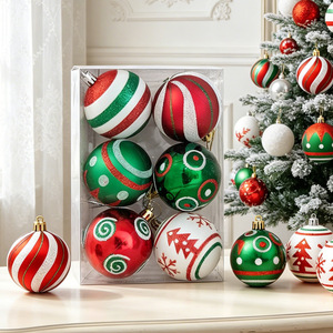 Wholesale 6cm Painted <b>Christmas</b> Baubles 6 Pieces Transparent <b>Box</b> Pack Xmas Tree Hanging Ornaments Holiday Decor - Product Image 1