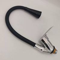 Keran Wastafel Dapur NES-KT212 dengan Tuas Tunggal, Spout Silikon Fleksibel Hitam Matte, Keran Mixer Krom untuk Wastafel Dapur OEM ODM