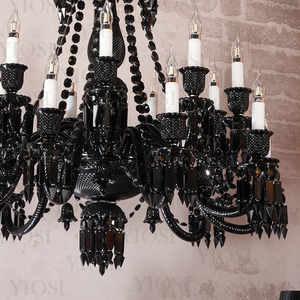 Sang trọng màu đen pha lê biệt thự Đèn chùm trang trí phòng khách phòng ngủ hội trường khách sạn cửa hàng đồ trang sức đèn chùm màu đen pha lê - Product Image 6