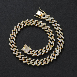 สร้อยคิวบา 15 มม., เครื่องประดับฮิปฮอปประดับเพชรเทียม, สร้อยคิวบาทรงข้าวหลามตัดสำหรับผู้ชายและผู้หญิง - Product Image 1