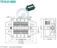 SCED vente en gros 600V 10A Rail bornier avec couvercle 8 pôles PC UL90 V-0 7.30mm bornier