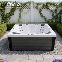 LOVIA Jacuzzi de Luxe pour 6 Personnes, Spa Extérieur Écoénergétique, Baignoire à Hydromassage, Bain à Remous
