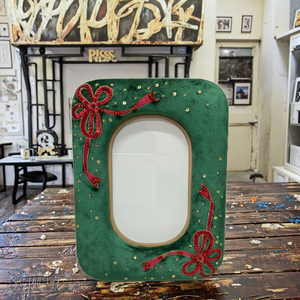 Màu xanh đậm nhung vải handmade trọng lượng nhẹ bền hiện đại trang trí nội thất thêu khung ảnh - Product Image 4