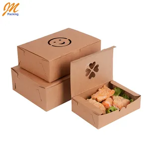 Grosir Food Grade Takeaway Sekali Pakai Kertas Kraft Cepat Biodegradable Portable Kemasan Makanan