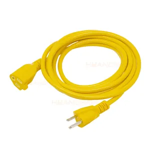 Cabo curto de saída de 16awg 3 prong, cabo de extensão verde para áreas internas e externas, 25 pés