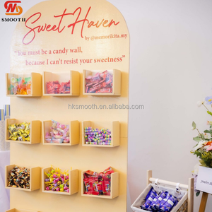 Support mural minimaliste en PVC arqué de 1,80 m pour bonbons et snacks, avec 12 compartiments, pour présentoir de desserts de mariage - Product Image 5