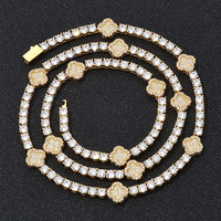Nuevo Estilo Cadena de Tenis Geométrica Unisex Chapada en Oro Plata con Micro Pavé de Circones Brillantes de Cobre, Collar de Regalo