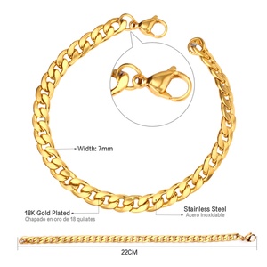 LIFETIME JEWELRY 24k Gold Plated 7mm Cuban Link Chain Bracelet <b>for</b> <b>Men</b> and Women - Product Image 5
