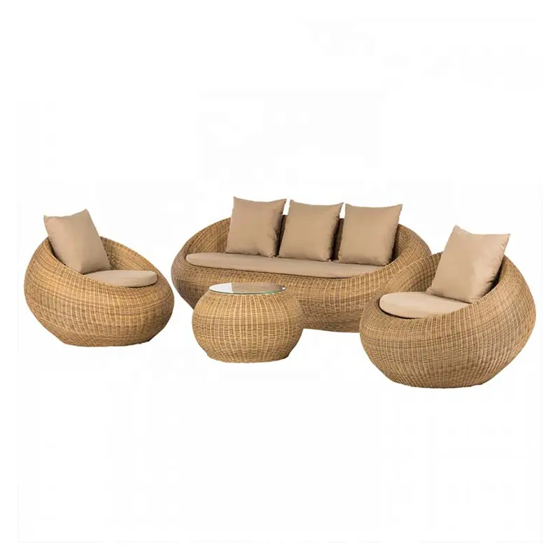 Popolari mobili da giardino in Rattan impermeabili da giardino mobili da giardino per esterni Set di divani in Rattan naturale sedie e tavoli