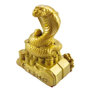 Customize Design Traditional Chinese Zodiac Handicraft Brass Art Table Top Decoration Golden Snake Metal Ornaments