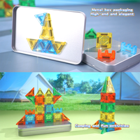 AJB Mini Magnetic Tiles 28PCS Blok Bangunan Kotak Besi Model Anak-anak Perjalanan Belajar Hadiah Natal Ulang Tahun