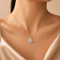 Collier à breloque en moissanite plaqué or 18 carats sur argent 925, résistant au ternissement, design minimaliste unique, clarté VVS1, sertissage griffe GRA