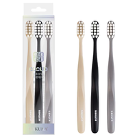 SAKURA Nouvelle Arrivée Brosse à Dents Portable à Poils PBT Ultra Doux, Lot de 3, Tête Large et Protectrice, Manche en PP, pour Adultes, Usage Domestique