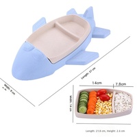 Ensemble de vaisselle pour enfants en forme d'avion, assiettes divisées, bol à riz, ensemble d'alimentation en silicone pour bébé, vente en gros d'usine
