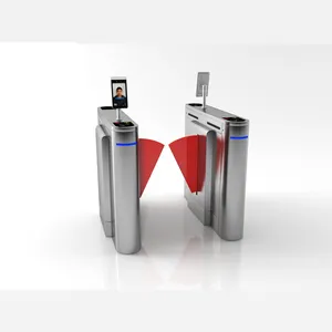 Flap Barrier Turnstile Gate sistem kontrol akses dengan sidik jari/pembaca kartu RFID mendukung Single/Dual Lane