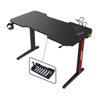 Bureau de Gaming RGB en forme de L pour ordinateur de bureau, avec lumière LED, ergonomique, noir, pour Gamer